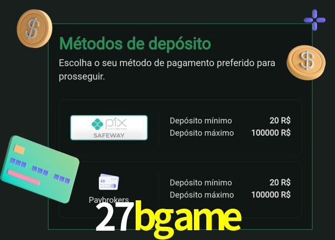 O cassino 27bgame oferece uma grande variedade de métodos de pagamento